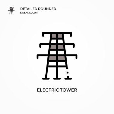 Elektrik kulesi vektör simgesi. Modern vektör illüstrasyon kavramları. Düzenlemesi ve kişiselleştirmesi kolay.