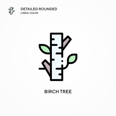Huş ağacı vektör simgesi. Modern vektör illüstrasyon kavramları. Düzenlemesi ve kişiselleştirmesi kolay.