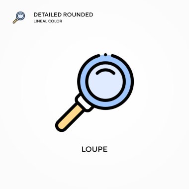 Loupe vektör simgesi. Modern vektör illüstrasyon kavramları. Düzenlemesi ve kişiselleştirmesi kolay.