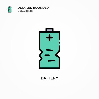 Batarya vektör simgesi. Modern vektör illüstrasyon kavramları. Düzenlemesi ve kişiselleştirmesi kolay.