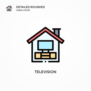 Televizyon vektör simgesi. Modern vektör illüstrasyon kavramları. Düzenlemesi ve kişiselleştirmesi kolay.