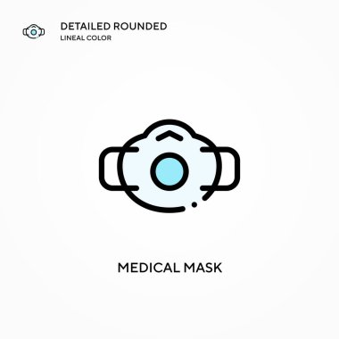 Tıbbi maske vektör simgesi. Modern vektör illüstrasyon kavramları. Düzenlemesi ve kişiselleştirmesi kolay.