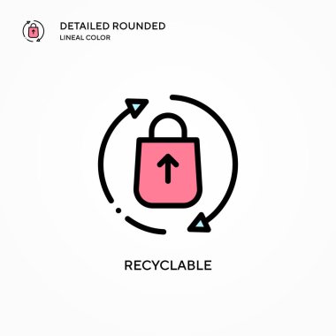 Geri dönüşümlü vektör simgesi. Modern vektör illüstrasyon kavramları. Düzenlemesi ve kişiselleştirmesi kolay.