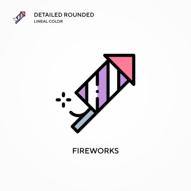 Havai fişek vektör simgesi. Modern vektör illüstrasyon kavramları. Düzenlemesi ve kişiselleştirmesi kolay.