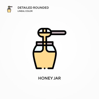 Bal kavanozu vektör simgesi. Modern vektör illüstrasyon kavramları. Düzenlemesi ve kişiselleştirmesi kolay.