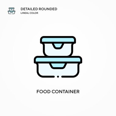 Yiyecek kabı taşıyıcı ikonu. Modern vektör illüstrasyon kavramları. Düzenlemesi ve kişiselleştirmesi kolay.