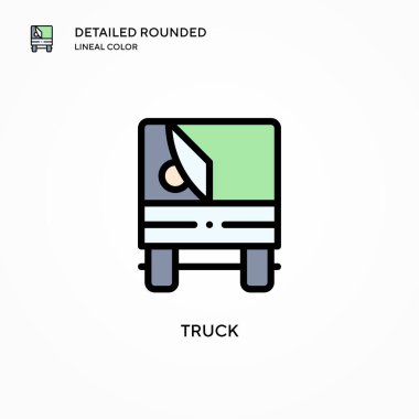 Kamyon vektör simgesi. Modern vektör illüstrasyon kavramları. Düzenlemesi ve kişiselleştirmesi kolay.