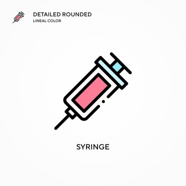 Şırınga vektör simgesi. Modern vektör illüstrasyon kavramları. Düzenlemesi ve kişiselleştirmesi kolay.