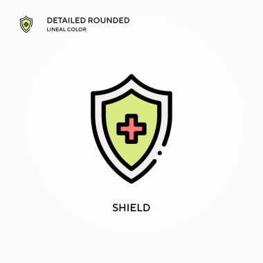 Kalkan vektör simgesi. Modern vektör illüstrasyon kavramları. Düzenlemesi ve kişiselleştirmesi kolay.