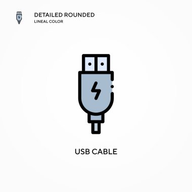 Usb kablo vektör simgesi. Modern vektör illüstrasyon kavramları. Düzenlemesi ve kişiselleştirmesi kolay.