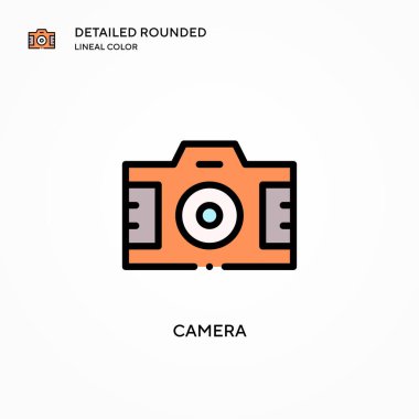Kamera vektör simgesi. Modern vektör illüstrasyon kavramları. Düzenlemesi ve kişiselleştirmesi kolay.