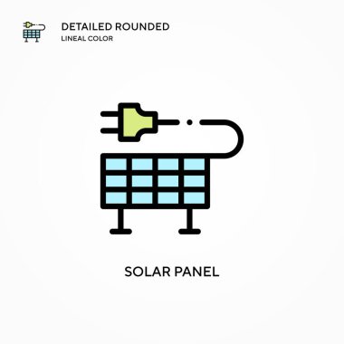 Güneş paneli vektör simgesi. Modern vektör illüstrasyon kavramları. Düzenlemesi ve kişiselleştirmesi kolay.
