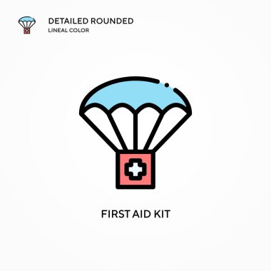 İlk yardım çantası vektör simgesi. Modern vektör illüstrasyon kavramları. Düzenlemesi ve kişiselleştirmesi kolay.