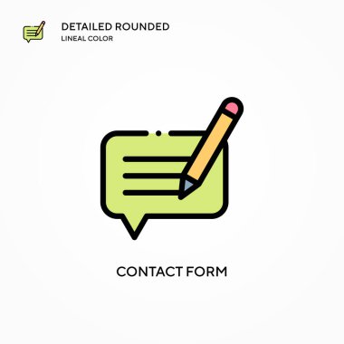 İletişim formu vektör simgesi. Modern vektör illüstrasyon kavramları. Düzenlemesi ve kişiselleştirmesi kolay.