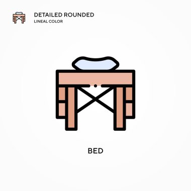 Yatak vektör simgesi. Modern vektör illüstrasyon kavramları. Düzenlemesi ve kişiselleştirmesi kolay.