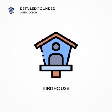 Kuş evi vektör simgesi. Modern vektör illüstrasyon kavramları. Düzenlemesi ve kişiselleştirmesi kolay.