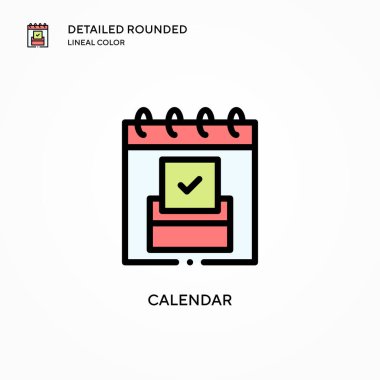 Takvim vektör simgesi. Modern vektör illüstrasyon kavramları. Düzenlemesi ve kişiselleştirmesi kolay.