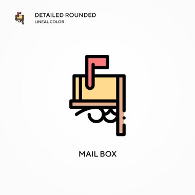 Posta kutusu vektör simgesi. Modern vektör illüstrasyon kavramları. Düzenlemesi ve kişiselleştirmesi kolay.