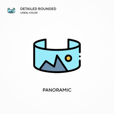 Panoramik vektör simgesi. Modern vektör illüstrasyon kavramları. Düzenlemesi ve kişiselleştirmesi kolay.