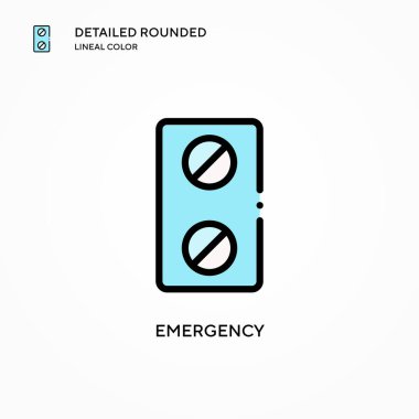 Acil durum vektör simgesi. Modern vektör illüstrasyon kavramları. Düzenlemesi ve kişiselleştirmesi kolay.