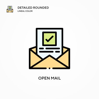 Posta vektör simgesini aç. Modern vektör illüstrasyon kavramları. Düzenlemesi ve kişiselleştirmesi kolay.