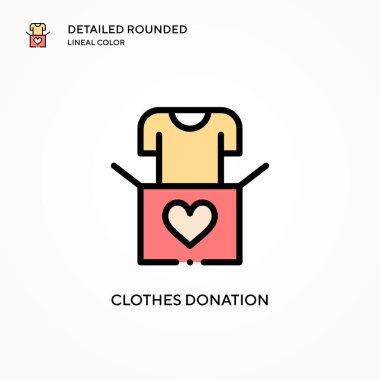 Kıyafet bağışı vektör ikonu. Modern vektör illüstrasyon kavramları. Düzenlemesi ve kişiselleştirmesi kolay.