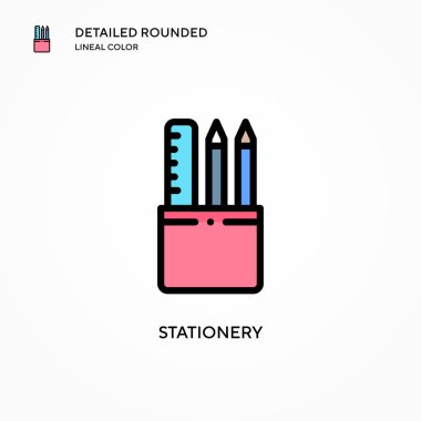 Kırtasiye vektör simgesi. Modern vektör illüstrasyon kavramları. Düzenlemesi ve kişiselleştirmesi kolay.