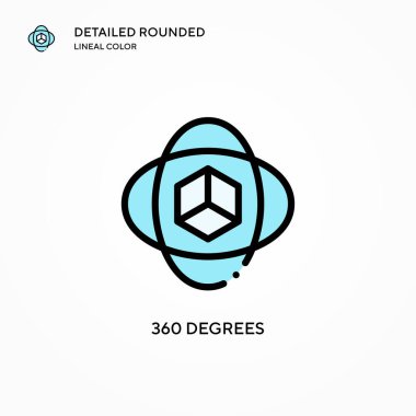 360 derece vektör ikonu. Modern vektör illüstrasyon kavramları. Düzenlemesi ve kişiselleştirmesi kolay.