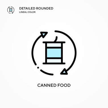 Konserve gıda vektör simgesi. Modern vektör illüstrasyon kavramları. Düzenlemesi ve kişiselleştirmesi kolay.