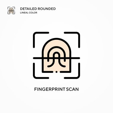 Parmak izi tarama vektör simgesi. Modern vektör illüstrasyon kavramları. Düzenlemesi ve kişiselleştirmesi kolay.