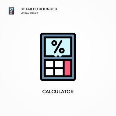Hesap makinesi vektör simgesi. Modern vektör illüstrasyon kavramları. Düzenlemesi ve kişiselleştirmesi kolay.