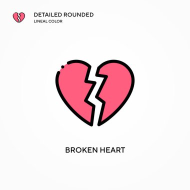 Kırık kalp vektör simgesi. Modern vektör illüstrasyon kavramları. Düzenlemesi ve kişiselleştirmesi kolay.