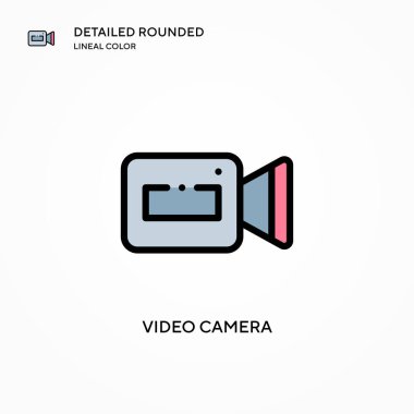 Video kamera vektör simgesi. Modern vektör illüstrasyon kavramları. Düzenlemesi ve kişiselleştirmesi kolay.