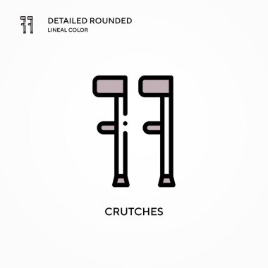 Koltuk değnekleri vektör simgesi. Modern vektör illüstrasyon kavramları. Düzenlemesi ve kişiselleştirmesi kolay.