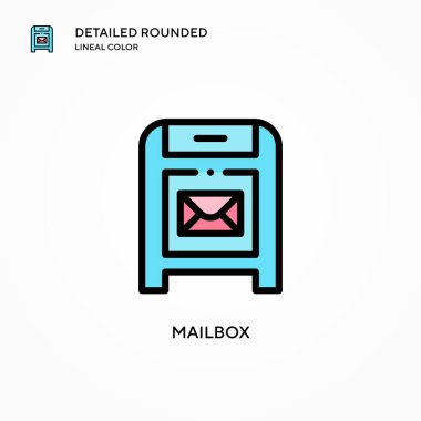 Posta kutusu vektör simgesi. Modern vektör illüstrasyon kavramları. Düzenlemesi ve kişiselleştirmesi kolay.