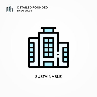 Sürdürülebilir vektör simgesi. Modern vektör illüstrasyon kavramları. Düzenlemesi ve kişiselleştirmesi kolay.