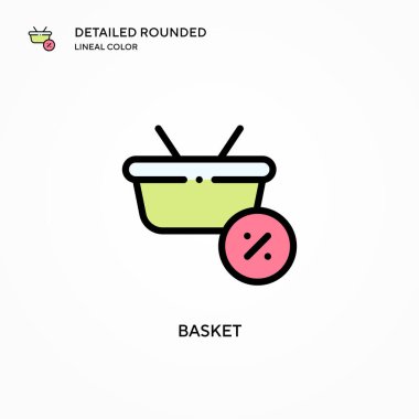 Basket vektör simgesi. Modern vektör illüstrasyon kavramları. Düzenlemesi ve kişiselleştirmesi kolay.