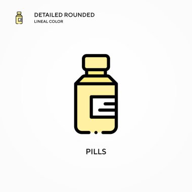 İlaç vektör ikonu. Modern vektör illüstrasyon kavramları. Düzenlemesi ve kişiselleştirmesi kolay.