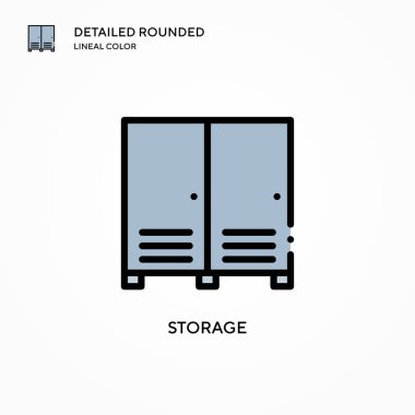 Depolama vektör simgesi. Modern vektör illüstrasyon kavramları. Düzenlemesi ve kişiselleştirmesi kolay.