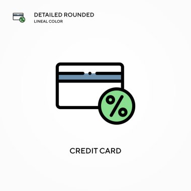 Kredi kartı vektör simgesi. Modern vektör illüstrasyon kavramları. Düzenlemesi ve kişiselleştirmesi kolay.