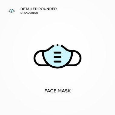 Yüz maskesi vektör simgesi. Modern vektör illüstrasyon kavramları. Düzenlemesi ve kişiselleştirmesi kolay.