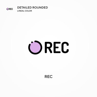 Rec vektör simgesi. Modern vektör illüstrasyon kavramları. Düzenlemesi ve kişiselleştirmesi kolay.