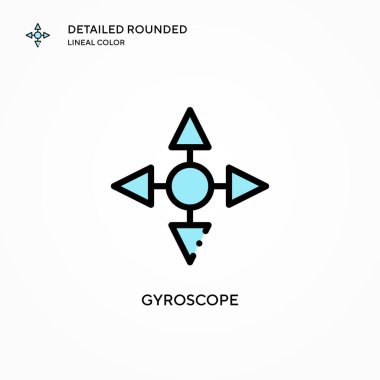 Jiroskop vektör simgesi. Modern vektör illüstrasyon kavramları. Düzenlemesi ve kişiselleştirmesi kolay.