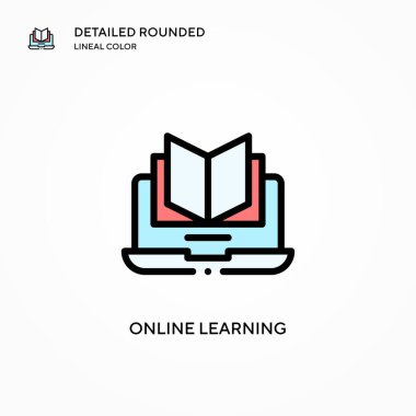 Çevrimiçi öğrenme vektör simgesi. Modern vektör illüstrasyon kavramları. Düzenlemesi ve kişiselleştirmesi kolay.