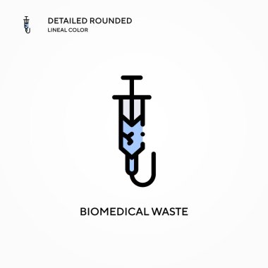 Biyomedikal atık ikonu. Modern vektör illüstrasyon kavramları. Düzenlemesi ve kişiselleştirmesi kolay.