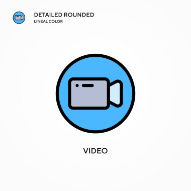 Video vektör simgesi. Modern vektör illüstrasyon kavramları. Düzenlemesi ve kişiselleştirmesi kolay.