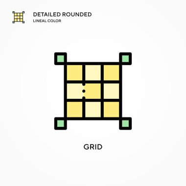 Izgara vektör simgesi. Modern vektör illüstrasyon kavramları. Düzenlemesi ve kişiselleştirmesi kolay.