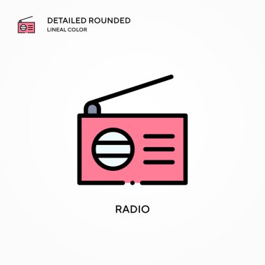 Radyo vektör simgesi. Modern vektör illüstrasyon kavramları. Düzenlemesi ve kişiselleştirmesi kolay.
