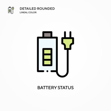 Batarya durum vektör simgesi. Modern vektör illüstrasyon kavramları. Düzenlemesi ve kişiselleştirmesi kolay.