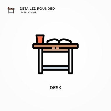 Masa vektör simgesi. Modern vektör illüstrasyon kavramları. Düzenlemesi ve kişiselleştirmesi kolay.